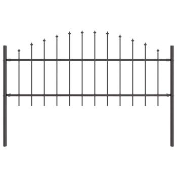 Gartenzaun mit Bogenoberteil Grau 11,9x0,75 m aus Stahl