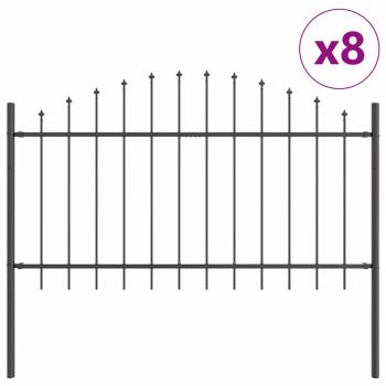 ARDEBO.de - Gartenzaun mit Bogenoberteil Grau 13,6x1 m aus Stahl
