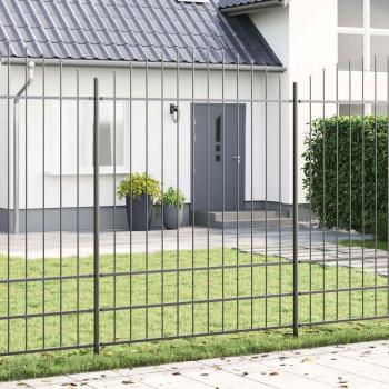 ARDEBO.de - Gartenzaun mit Bogenoberteil Grau 13,6x2 m aus Stahl
