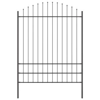 Gartenzaun mit Bogenoberteil Grau 13,6x2 m aus Stahl