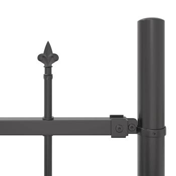 Gartenzaun mit Bogenoberteil Grau 13,6x2 m aus Stahl