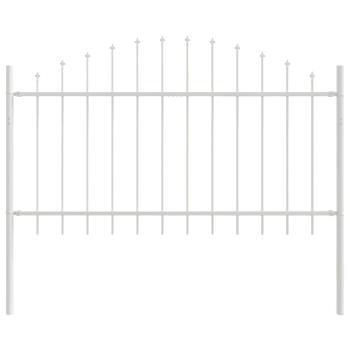 Gartenzaun mit Bogenoberseite Weiß 5,1x1 m Stahl