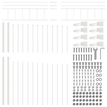 Gartenzaun mit Bogenoberteil Weiß 5,1x2 m Stahl