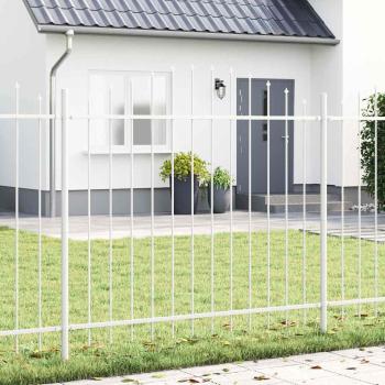 ARDEBO.de - Gartenzaun mit gewölbtem Oberteil, weiß, 6,8x1,25 m, Stahl