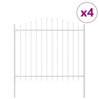 Gartenzaun mit gewölbtem Oberteil, weiß, 6,8x1,25 m, Stahl