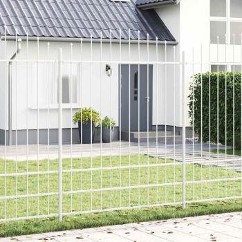 ARDEBO.de - Gartenzaun mit Rundbogen Weiß 6,8x2 m Stahl