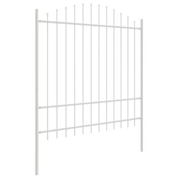 Gartenzaun mit Bogenoberteil Weiß 10,2x1,75 m Stahl
