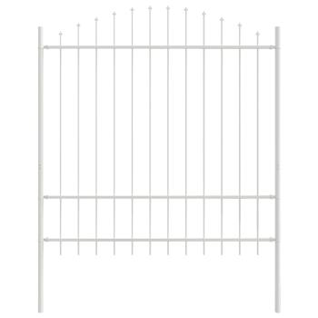 Gartenzaun mit Bogenoberteil Weiß 10,2x1,75 m Stahl