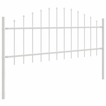 Gartenzaun mit Bogenoberteil, Weiß, 13,6 x 0,75 m, Stahl