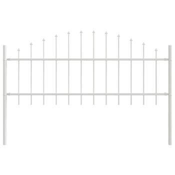 Gartenzaun mit Bogenoberteil, Weiß, 13,6 x 0,75 m, Stahl