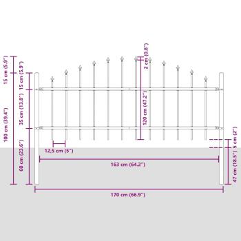 Gartenzaun mit Bogenoberteil, Weiß, 13,6 x 0,75 m, Stahl