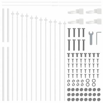 ARDEBO.de - Gartenzaun mit Bogenoberteil Weiß 13,6x1 m Stahl