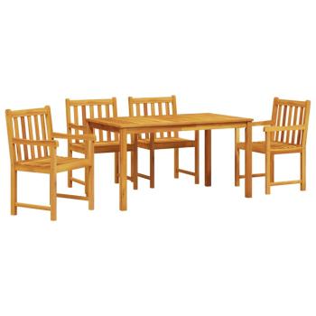 5-teiliges Garten-Esszimmer-Set aus massivem Akazienholz