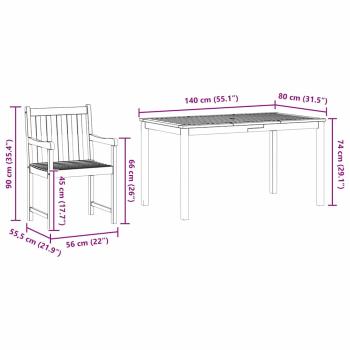 5-teiliges Garten-Esszimmer-Set aus massivem Akazienholz