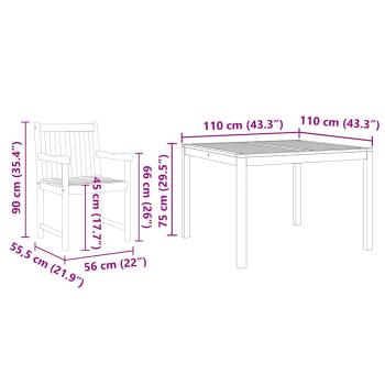 3-teiliges Garten-Esszimmer-Set aus massivem Akazienholz