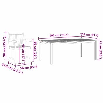 7-teiliges Garten-Esstisch-Set aus stabilem Akazienholz