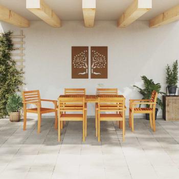 Garten Essgruppe 7 Stk. Braun Massivholz Akazie