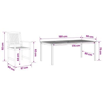 Garten Essgruppe 9 Stk. Braun Massivholz Akazie