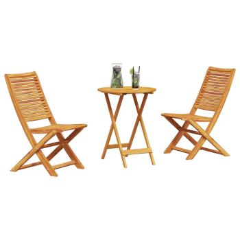 3-teiliges klappbares Bistro-Set aus massivem Akazienholz