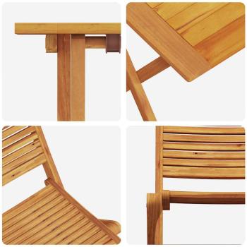 3-teiliges Falt-Bistroset aus massivem Akazienholz