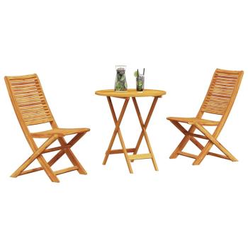 3-teiliges klappbares Bistro-Set aus massivem Akazienholz