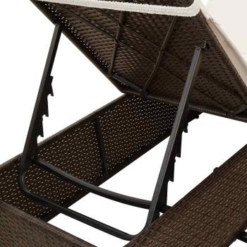 Doppelliege mit Dach und Vorhängen Braun Poly Rattan