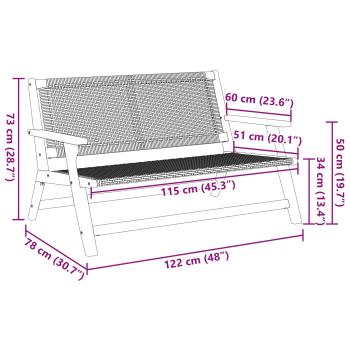 Gartenbank Schwarz 122x76x73,5 cm Vollholz Akazie