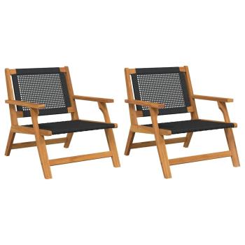 Gartenstühle 2 Stück Schwarz 76x67x73,5 cm Massivholz Akazie