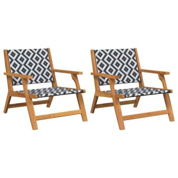 Gartenstühle 2 Stück Schwarz und Weiß 76x67x73 cm Massivholz Akazie