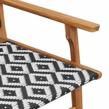 Gartenstühle 2 Stück Schwarz und Weiß 76x67x73 cm Massivholz Akazie