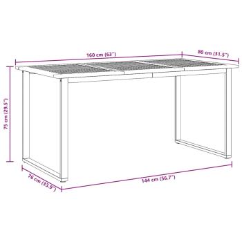 Gartentisch Grau 160x80x75 cm Stahl & Massivholz Akazie