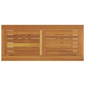 Outdoor Tisch Natur & Schwarz 35x80x75 cm Massivholz und Stahl