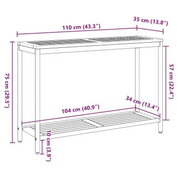 Gartentisch Natur & Schwarz 35x110x75 cm aus Massivholz und Stahl