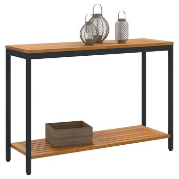 Gartentisch Natur & Schwarz 35x110x75 cm aus Massivholz und Stahl