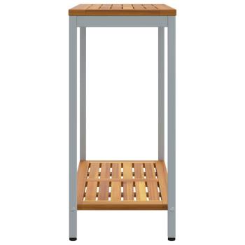 Gartentisch Natur & Grau 35x80x75 cm Massivholz und Stahl