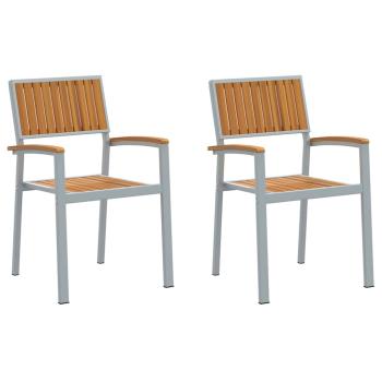 Outdoor-Stühle 2er Set Stapelbar Grau Massivholz Akazie und Metall