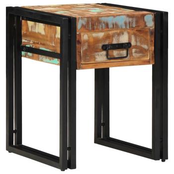 ARDEBO.de - Beistelltisch mit Schublade Schwarz 40x40x50 cm Massivholz Altholz