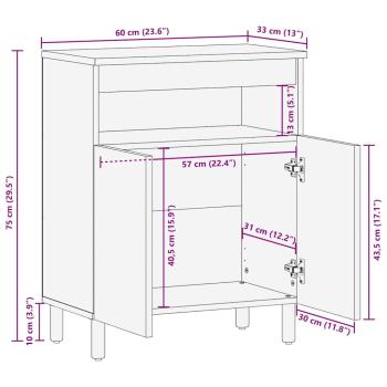 Sideboard 60x33x75 cm Massivholz Akazie