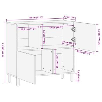 Sideboard 80x33x75 cm Massivholz Akazie