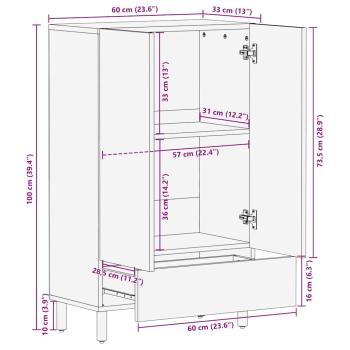 Hochboard 60x33x100 cm Massivholz Akazie
