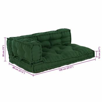 Paletten-Sofa-Kissen mit Arm- und Rückenlehne in Grün aus Stoff
