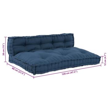 Pallet Sofa Kissen 2 Stk. Stoff Indigo 120 x 80 x 38 cm