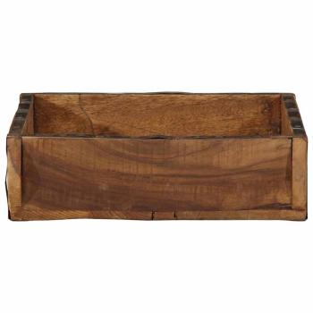 Tablett 31x29x10 cm Aus Solidem Holz Wiederverwertet