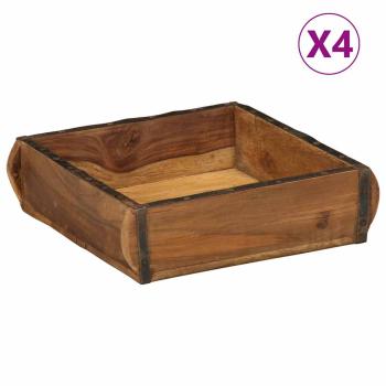 ARDEBO.de - Tabletts 4 Stück 31x29x10 cm Massivholz Recycelt