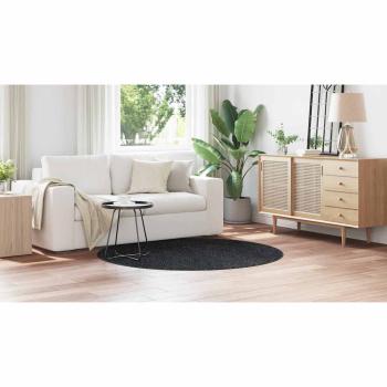 Flauschiger Teppich mit Latexrücken Dunkelgrau ø160 cm
