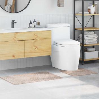 ARDEBO.de - 2-teiliges Badematten-Set Creme Polypropylen Rutschfest