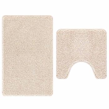 2-teiliges Badematten-Set Creme Polypropylen Rutschfest