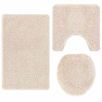 3-teiliges Badteppich-Set Creme Polypropylen Rutschfest