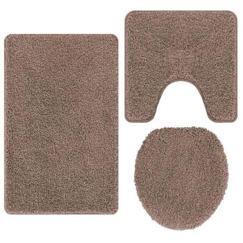 3-teiliges Badteppich-Set Braun Polypropylen Rutschfest