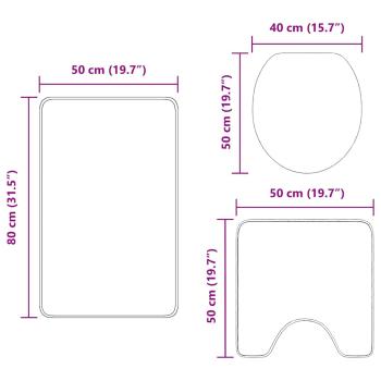 3-teiliges Badteppich-Set Braun Polypropylen Rutschfest